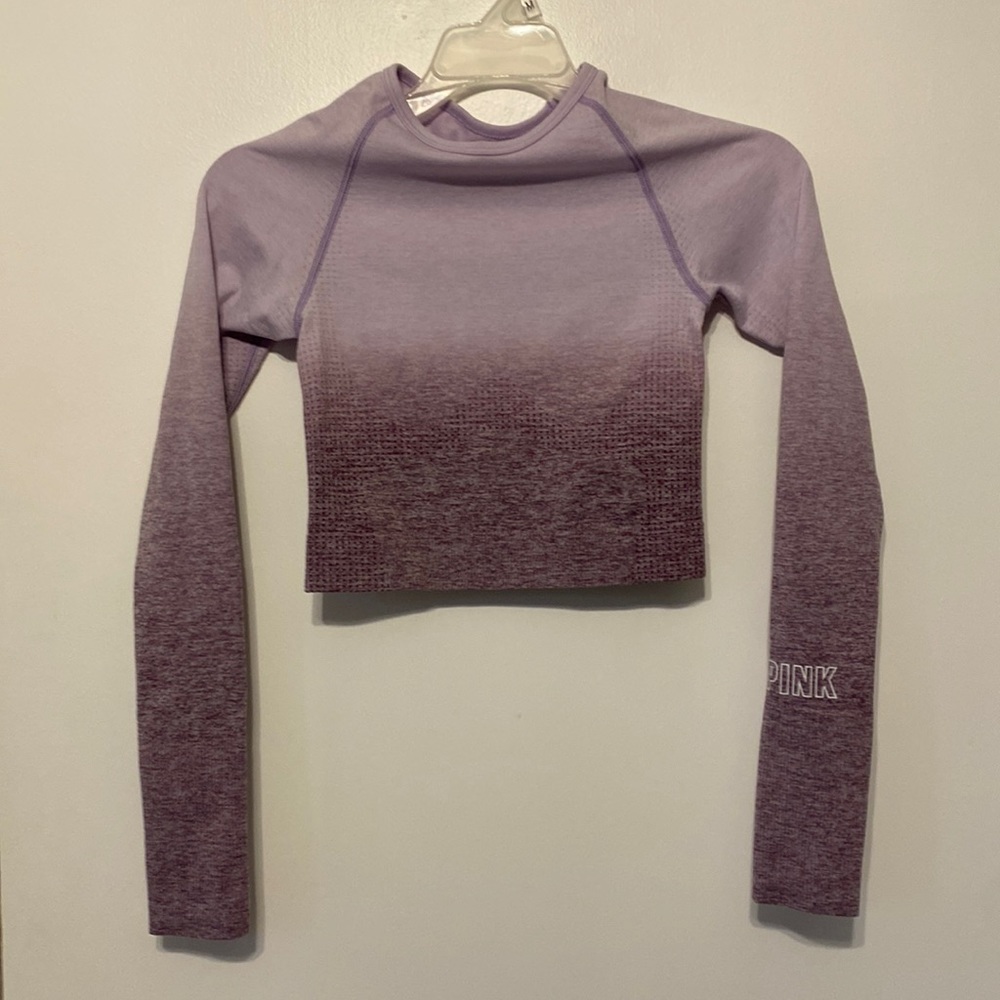 PINK Seamless Crop Top Size XS Purple Ombre